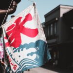 white and red floral textile